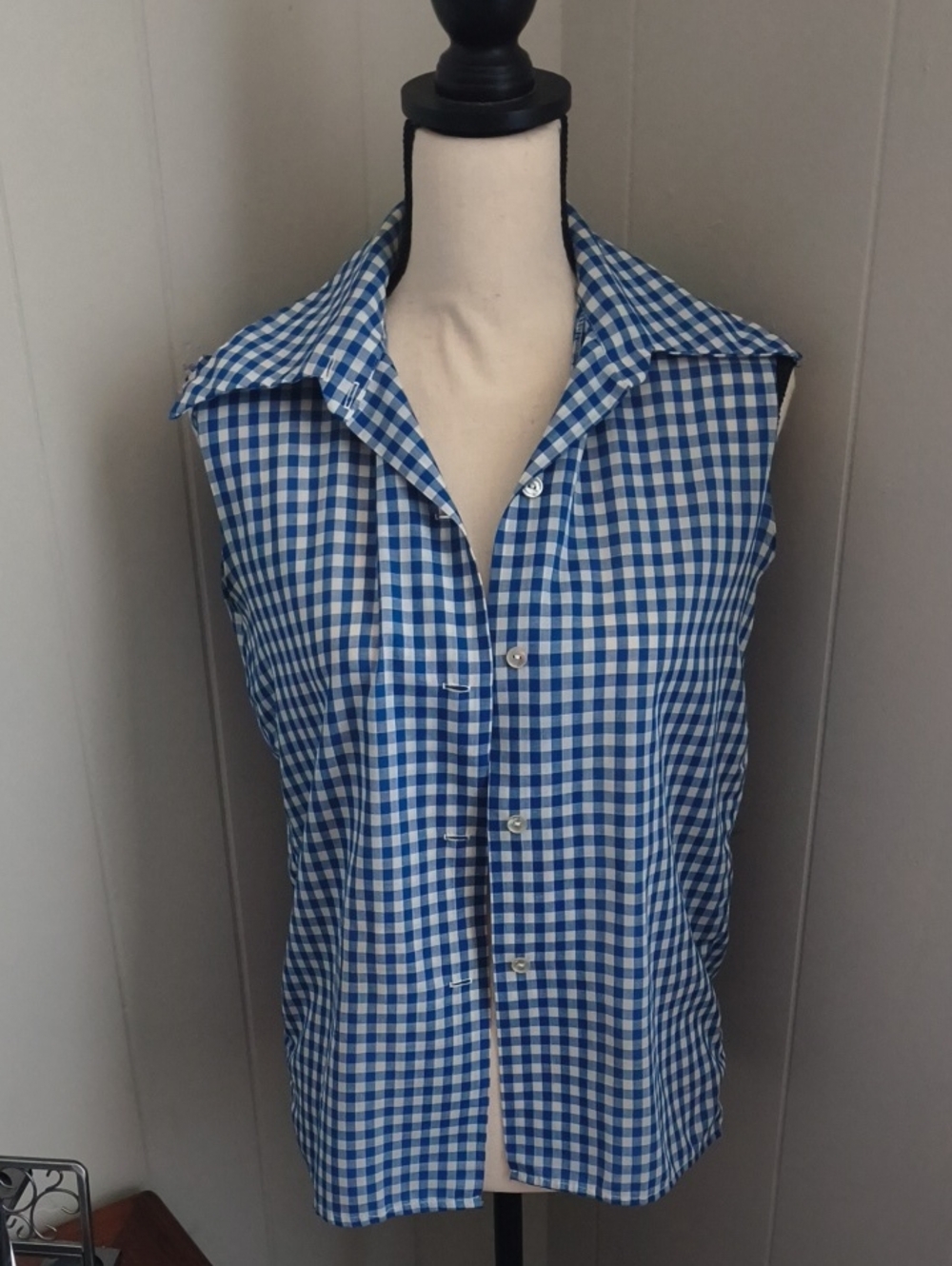 Handmade 1960s Gingham Button-up Tank